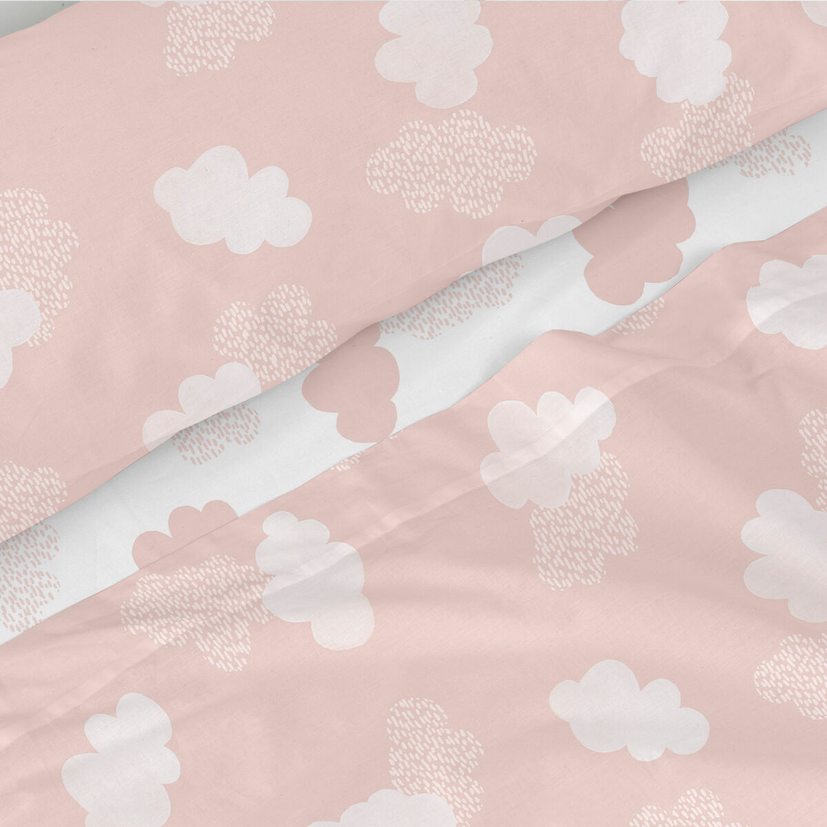 Sengetøy HappyFriday Basic Kids Clouds Rosa Seng 105 180 x 270 cm 2 Deler